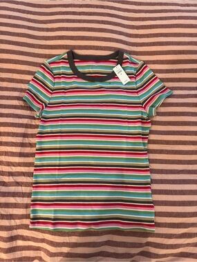 Gap Multi-Color Striped Ribbed Short Sleeve Tee